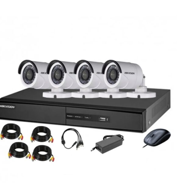 KIT 4 camaras 4 Bullet IR IP66 720 incluye Fuente y Cable HIKVISION