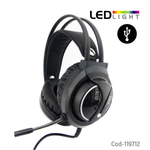 Audifonos Para Gamer Con Microfono, PC, USB, LED RGB, Audio 7.1. Alta Calidad