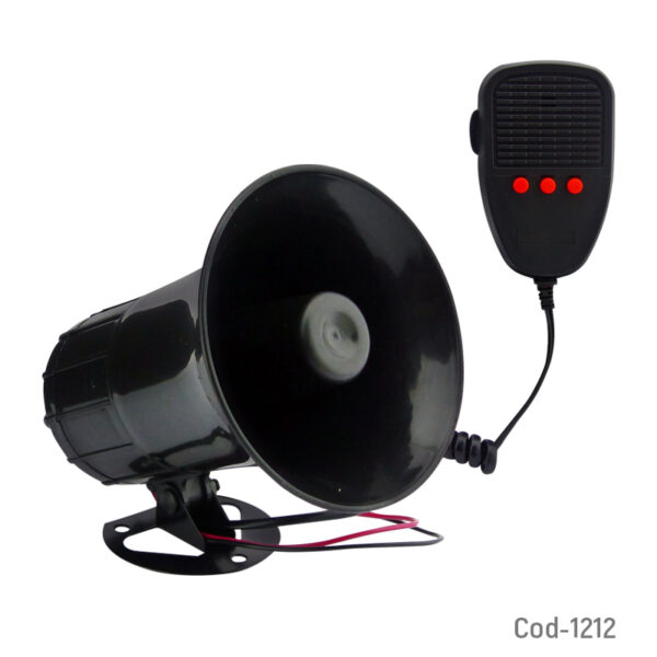 Sirena 3 Tonos Con Megafono 150W, 12V, Dezzer