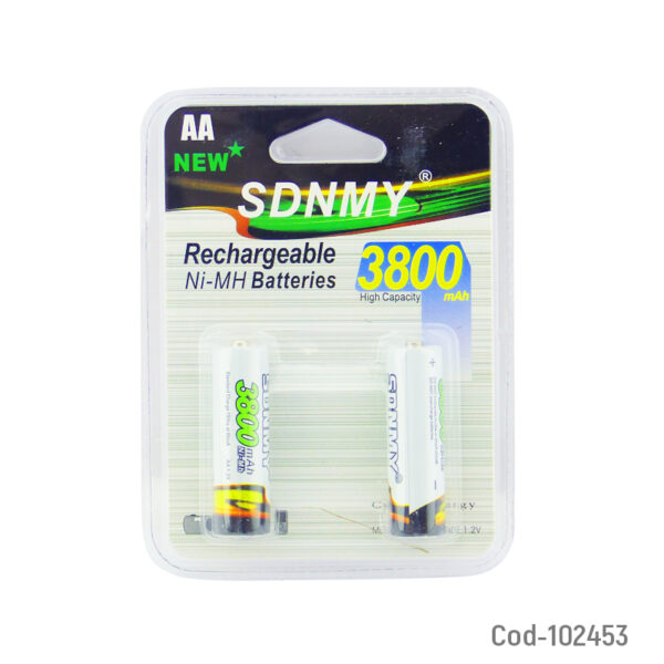 Pila AA Recargable 3800 Mah Marca SDNMY, X 2 PCS