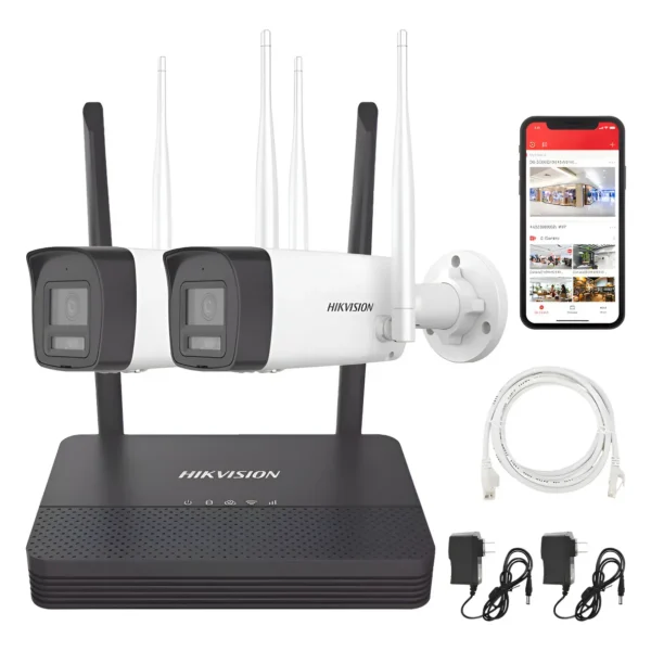 Kit Cámara WIFI Hikvision 4 Canales, 2 Cámaras 4MP NKS424W0H bullet